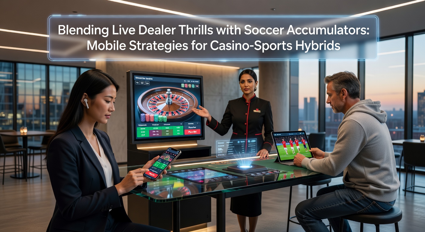 Mobiele scherm met live dealer roulette en voetbal accumulator odds naast elkaar, illustrerend hybride casino-sport actie