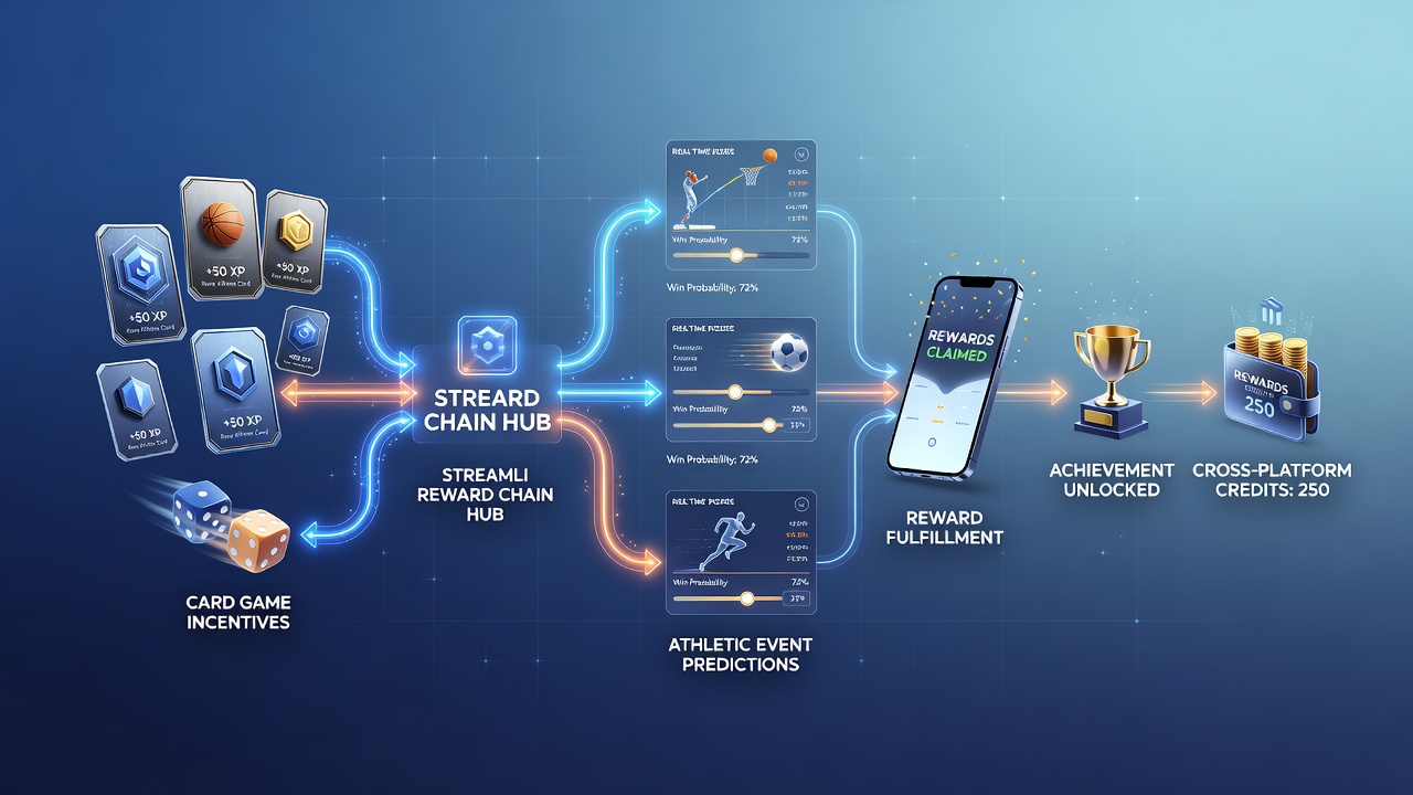 Diagram van cross-platform beloningsstromen tussen casino en sport