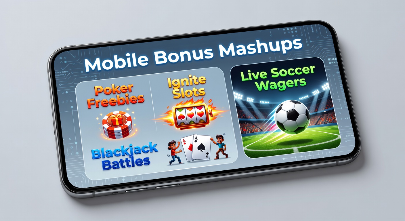 Mobiele scherm met pokerbonussen die overlopen in slots en live voetbalweddenschappen