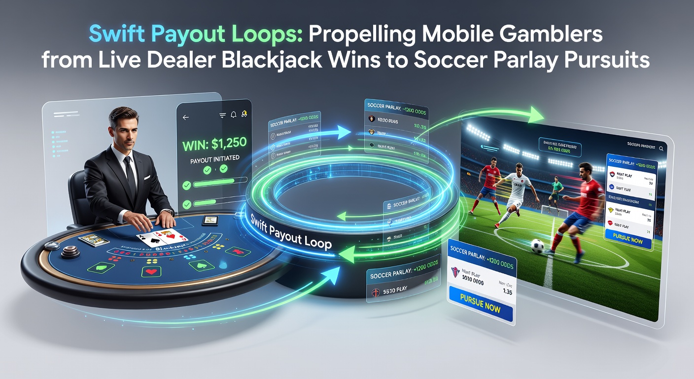 Grafiek met pijlen die blackjack winsten naar soccer parlay inzetten visualiseren op een mobiel scherm