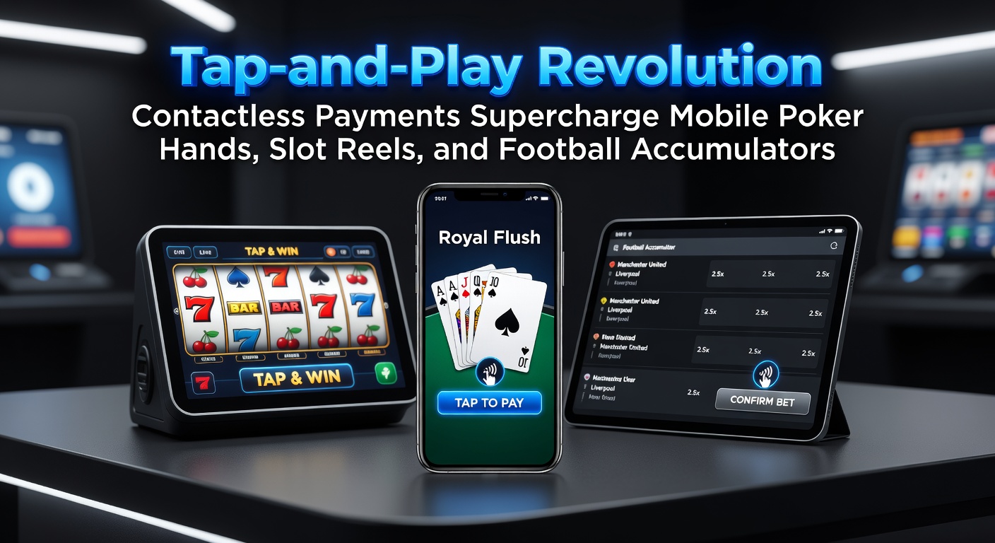 Smartphone met NFC-tap bij een mobiel pokerspel, symboliserend snelle contactloze stortingen